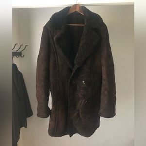 Vintage Suede Fur Coat (Dark Brown/ Sz 42)